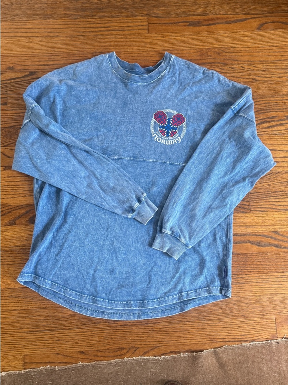 Disney Norway Blue Long Sleeve Tee with Pink & White Graphic